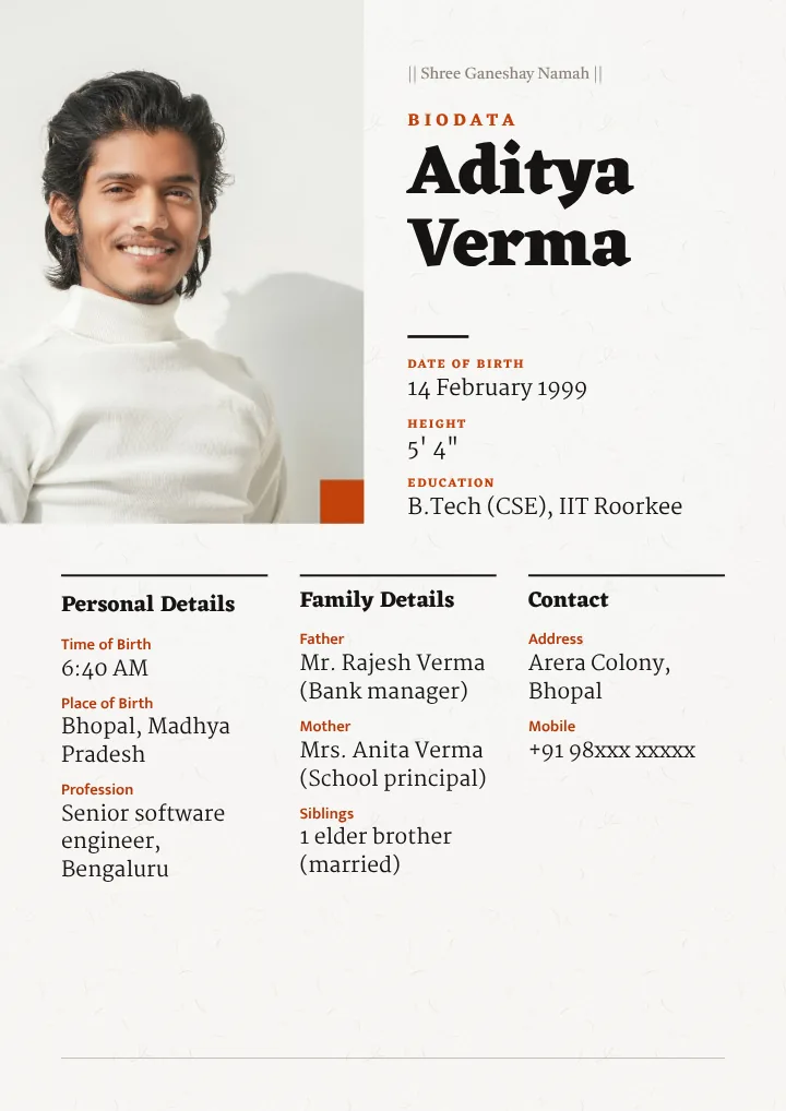 Aadhunik Editorial marriage biodata design