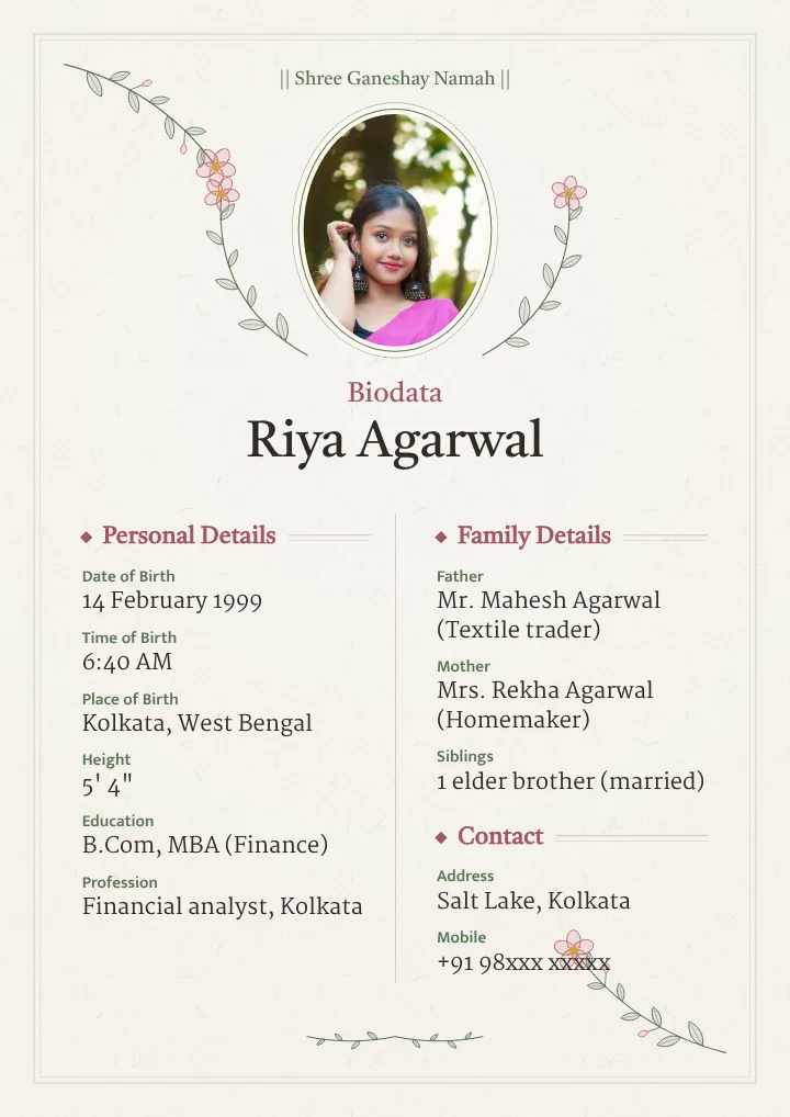 Botanical biodata with English labels