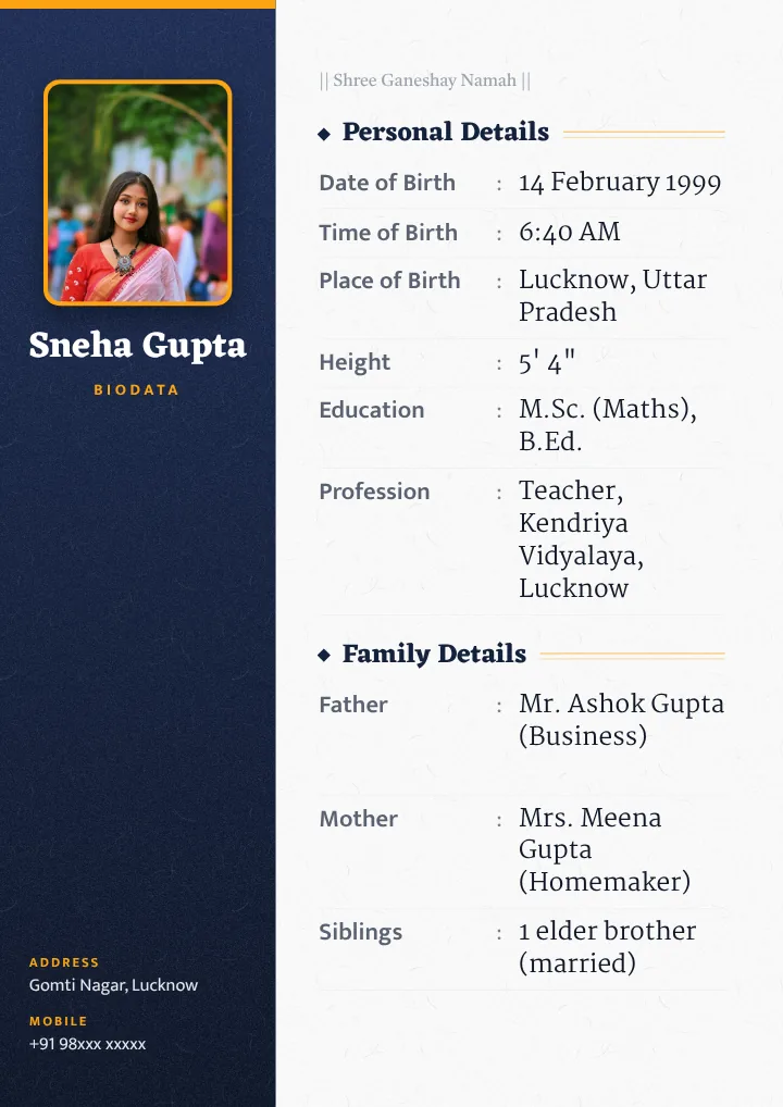 Saral Professional marriage biodata design